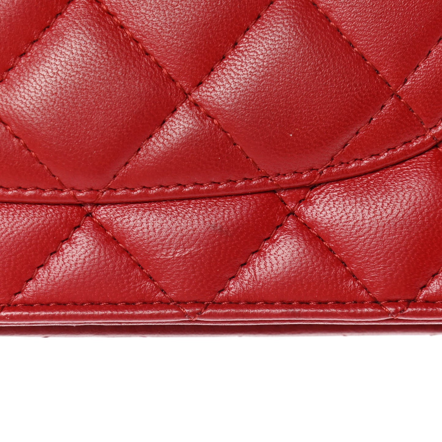 Lambskin Quilted Wallet on Chain WOC Red