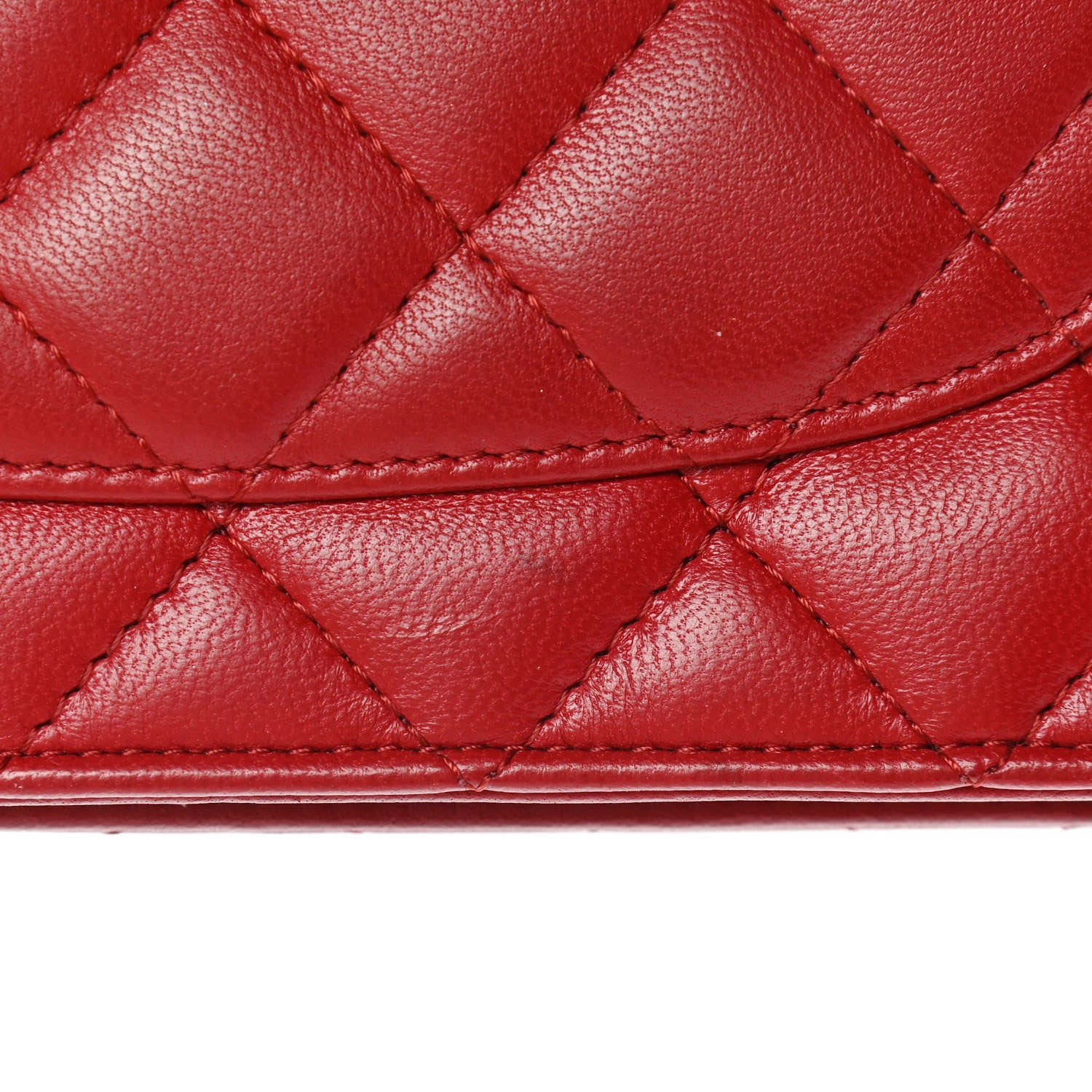 Chanel Lambskin Quilted Wallet on Chain WOC Red 6 of 6