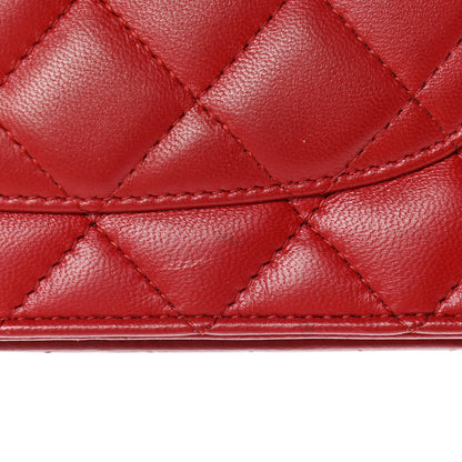 Chanel Lambskin Quilted Wallet on Chain WOC Red 6 of 6
