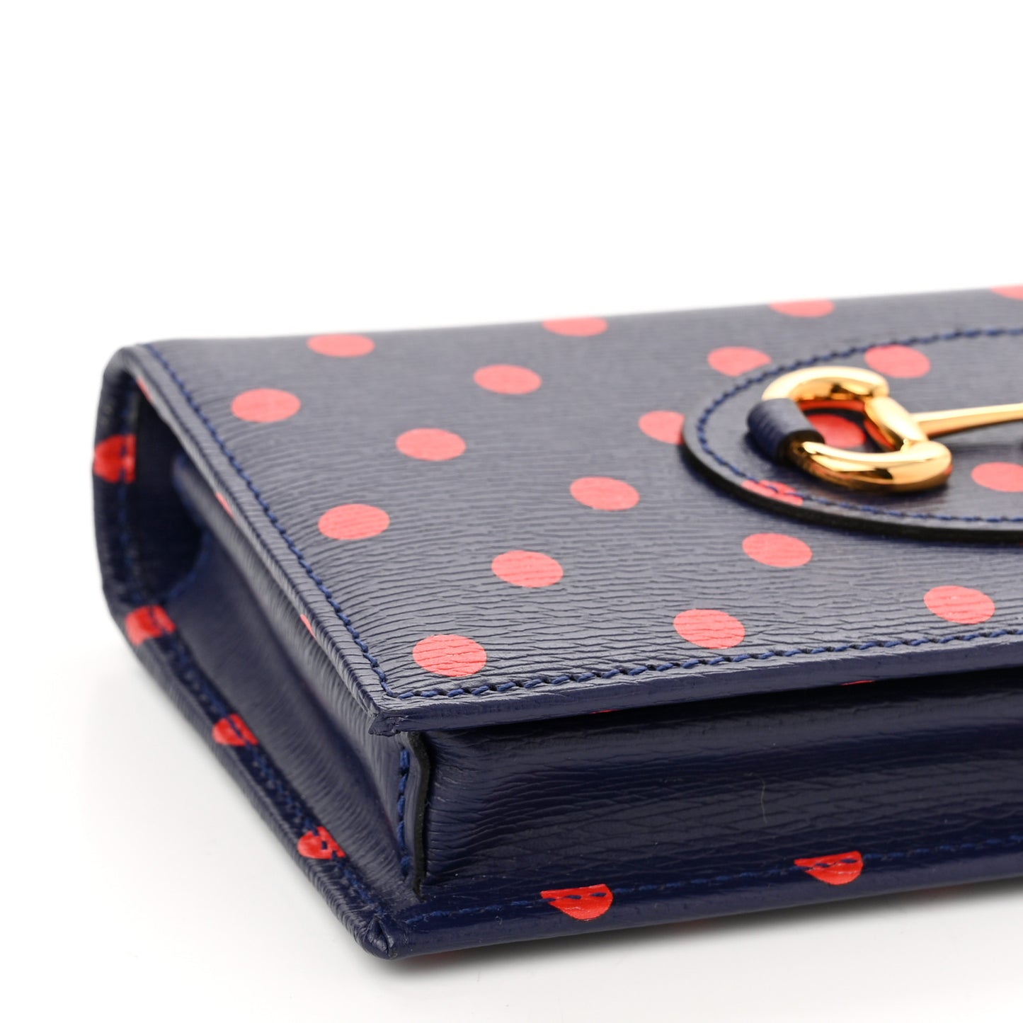 Shangai Calfskin Polka Dot Horsebit 1955 Wallet On Chain Blue Orange Sailor Blue
