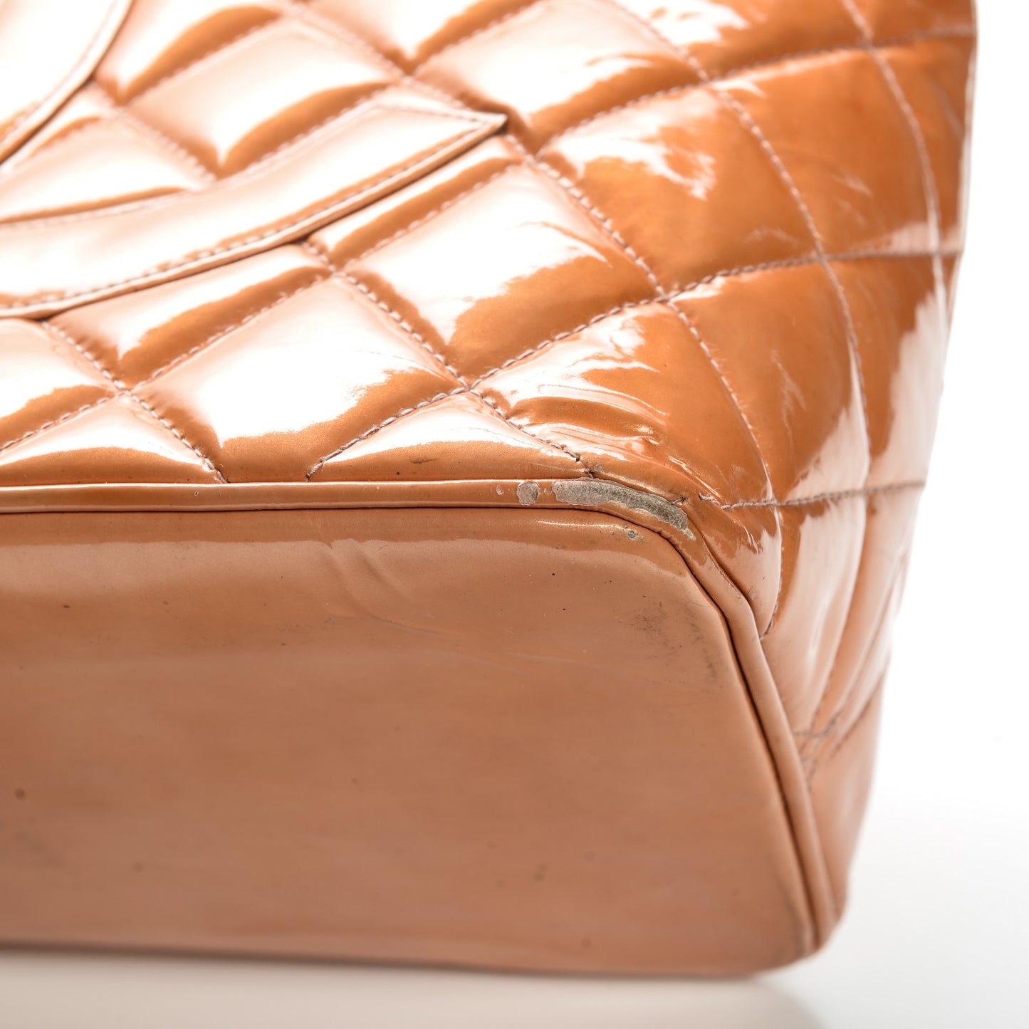 Patent Quilted Medallion Tote Orange