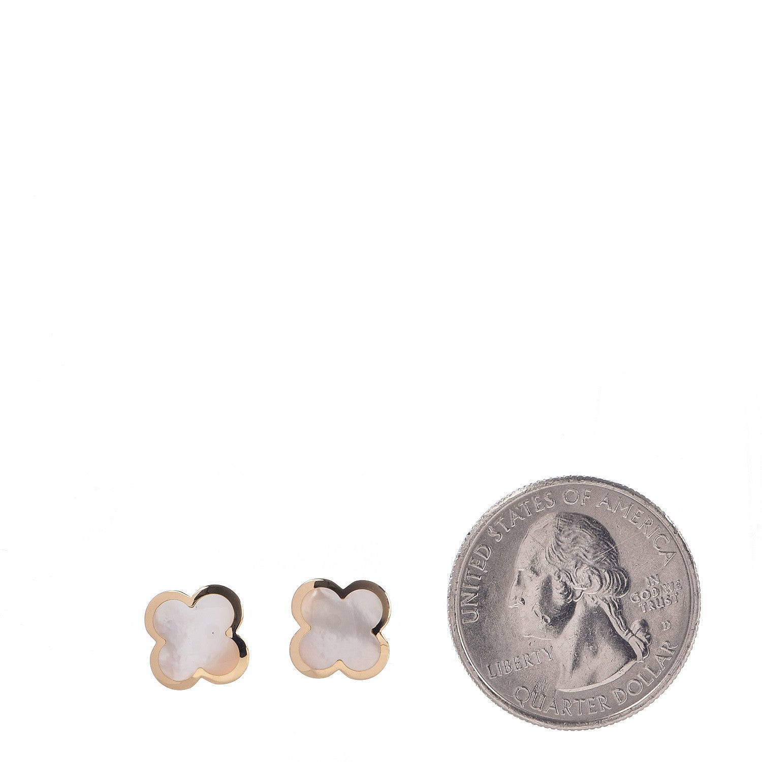 Van Cleef & Arpels 18K Yellow Gold Mother of Pearl Pure Alhambra Earrings 2 of 6