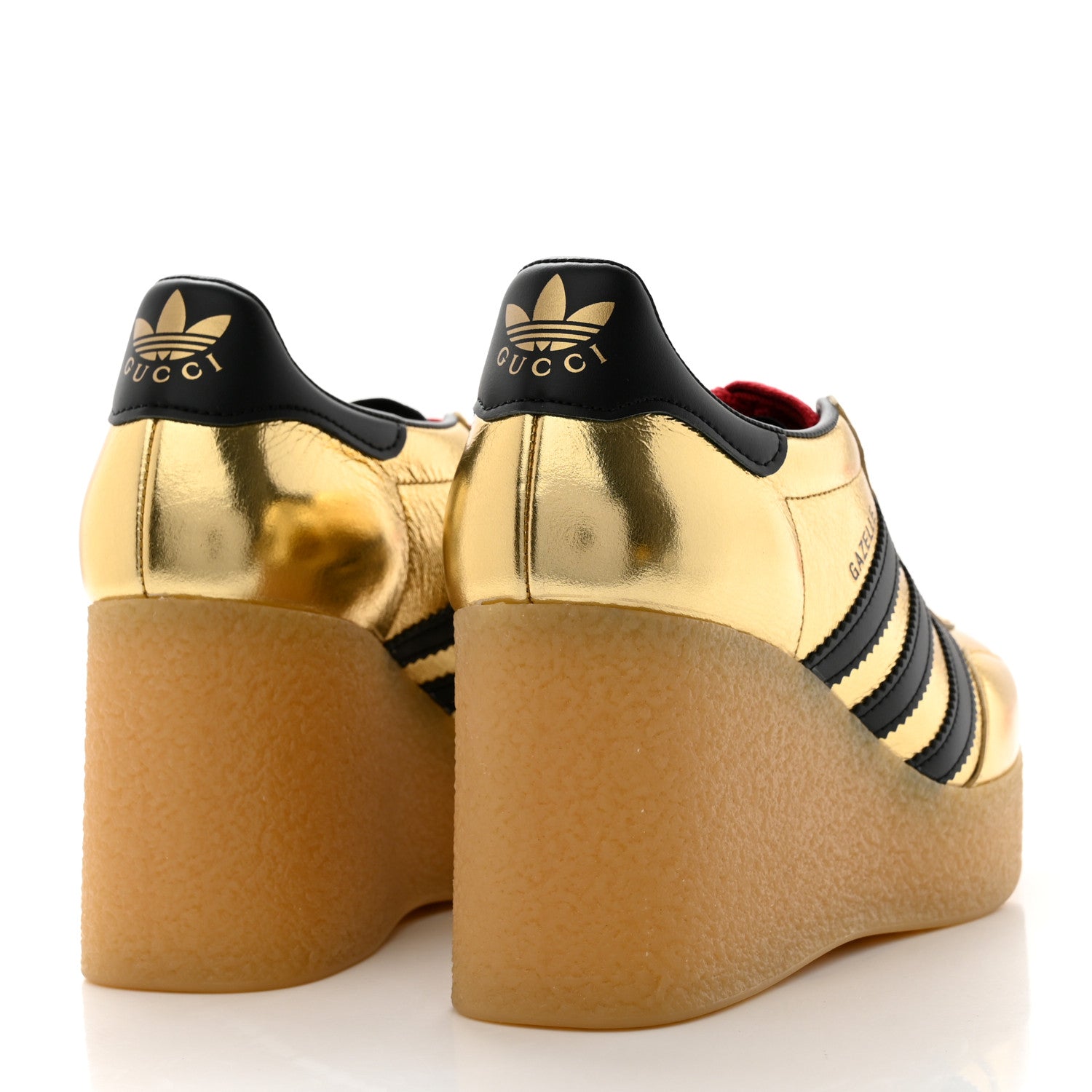 Gucci X ADIDAS Ginza Calfskin Demetra Gazelle Wedge Sneakers 37.5 King Gold Black 4 of 8