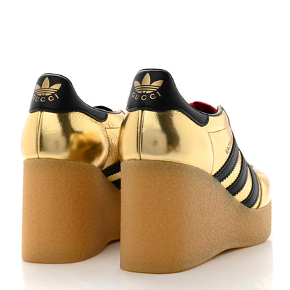 Gucci X ADIDAS Ginza Calfskin Demetra Gazelle Wedge Sneakers 37.5 King Gold Black 4 of 8