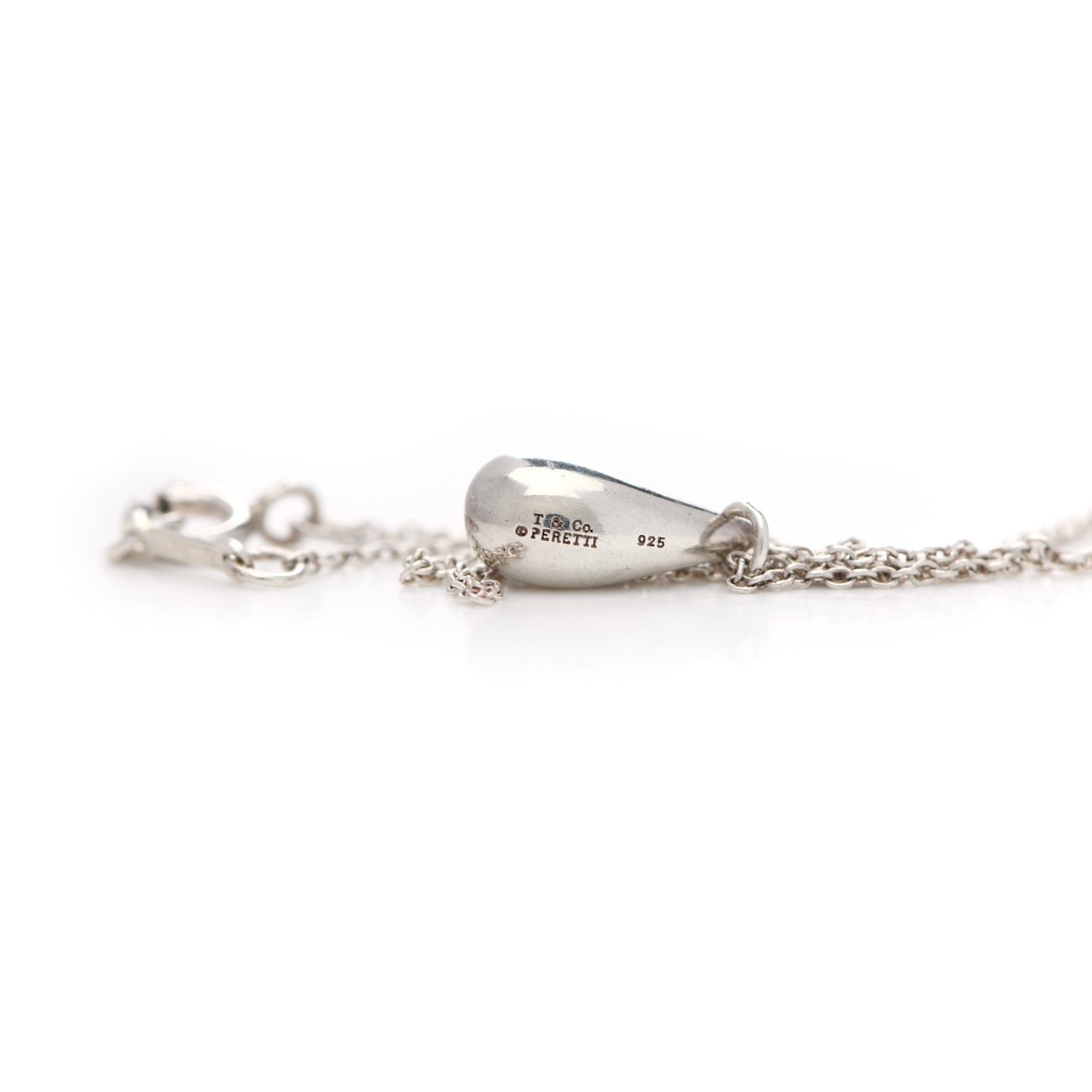 Tiffany Sterling Silver 12mm Elsa Peretti Tear Drop Pendant Necklace 6 of 6