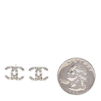 Chanel Pearl Crystal CC Stud Earrings Gold 2 of 4
