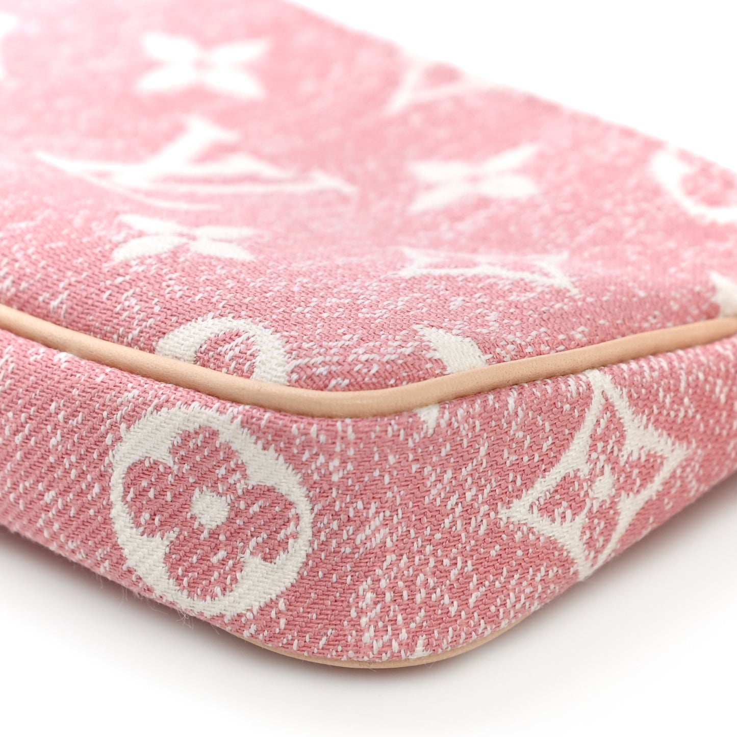 Denim Jacquard Monogram Micro Pochette Accessories Rose