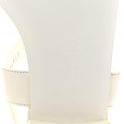 Chanel Lambskin CC Leaf Thong Sandals 36 White 7 of 9