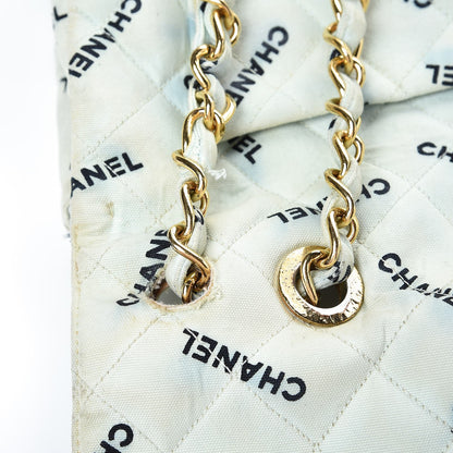 Chanel Canvas Quilted XL Jumbo Single Flap Green 14 of 24