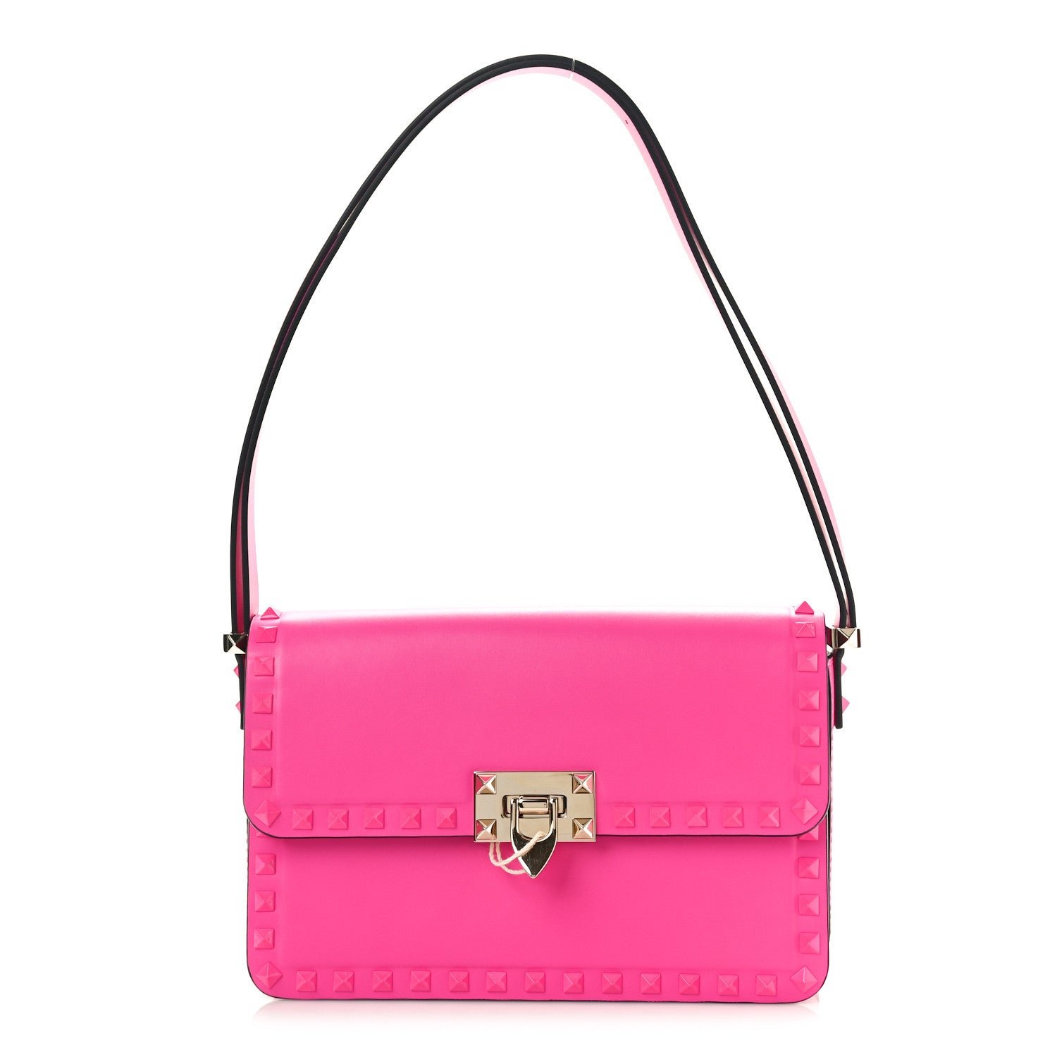 Valentino Garavani Smooth Calfskin Enamel Tonal Rockstud23 Shoulder Bag Pink PP 1 of 9