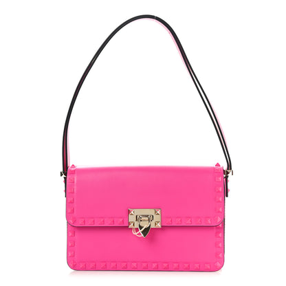 Valentino Garavani Smooth Calfskin Enamel Tonal Rockstud23 Shoulder Bag Pink PP 1 of 9