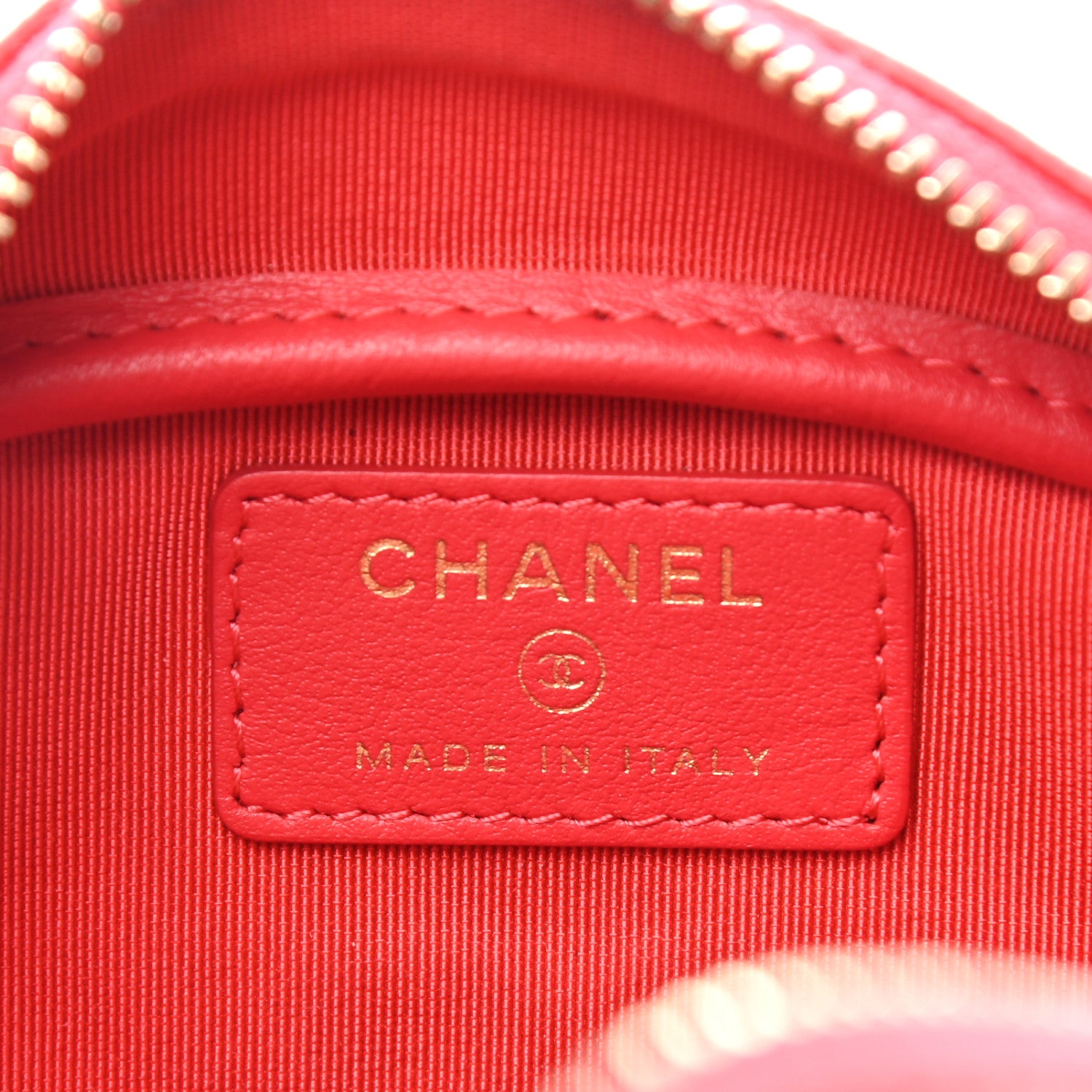 Chanel Caviar Quilted Round Cosmetic Case Red 6 of 11