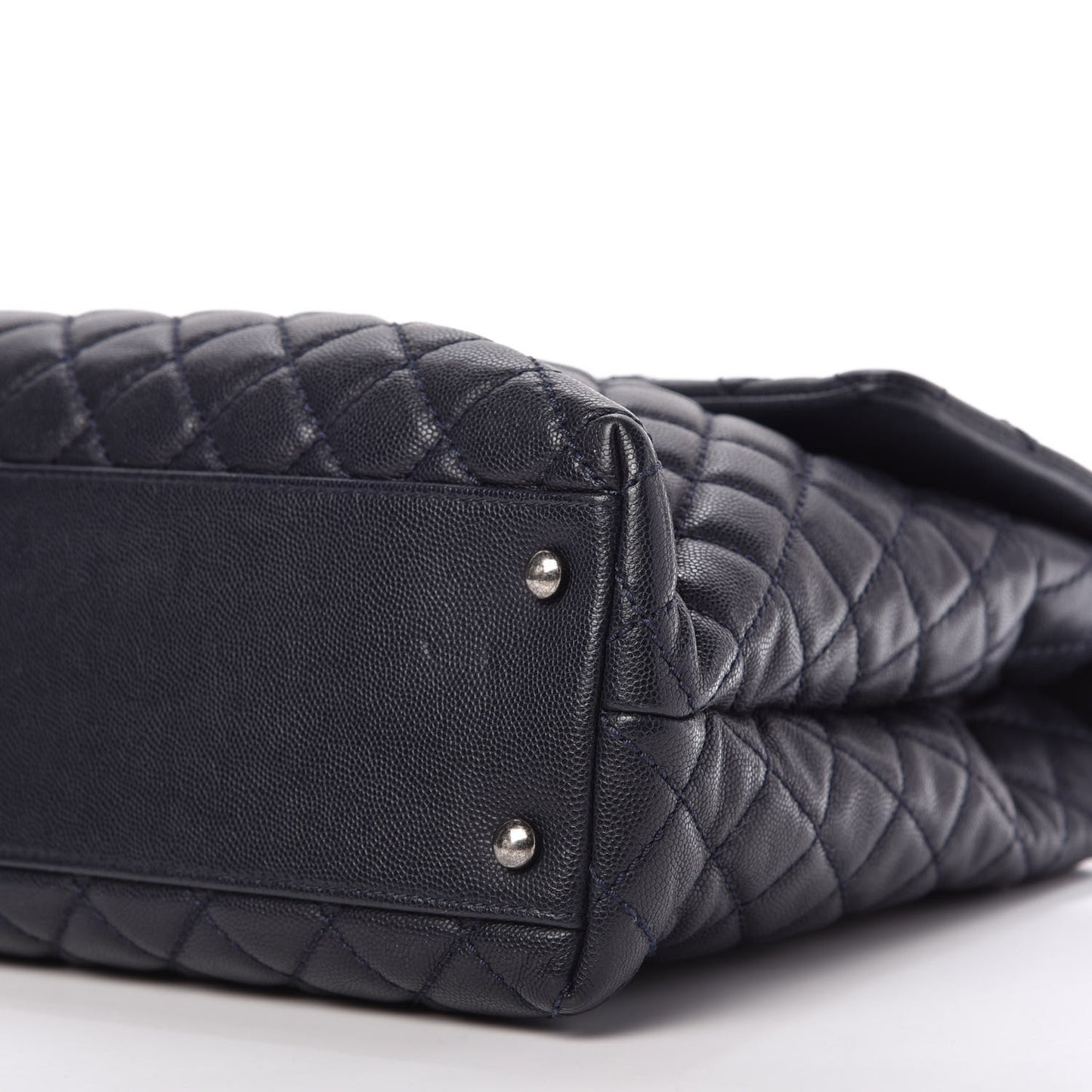 Caviar Lizard Quilted Large Coco Handle Flap Blue