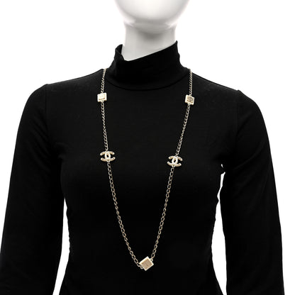 Chanel Metal Enamel CC Chain Necklace Gold White 2 of 4