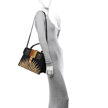 Gucci Calfskin Gold Sun Medium Sylvie Top Handle Bag Black 2 of 10