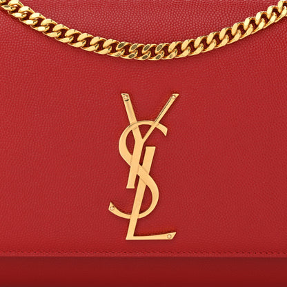 Saint Laurent Grain De Poudre Medium Monogram Kate Satchel Red 8 of 10