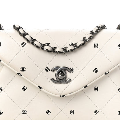 Chanel Printed Lambskin Logo CC Envelope Clutch With Chain White 8 of 11