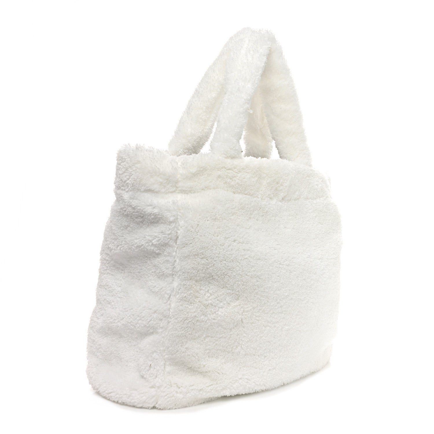 Prada Terry Cloth Tote Bag White Black 2 of 9