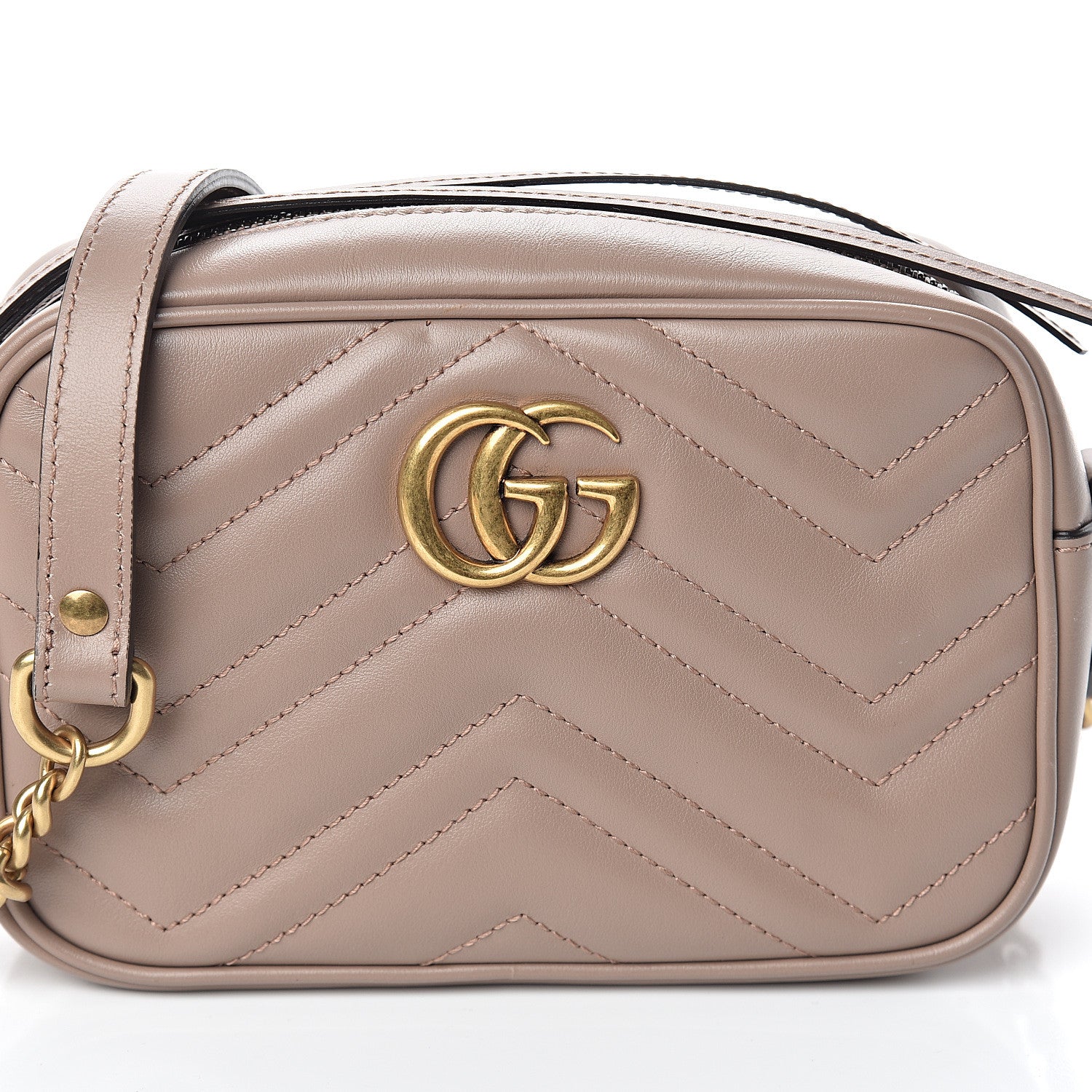 Gucci Calfskin Matelasse Mini GG Marmont Chain Shoulder Bag Porcelain Rose 6 of 8