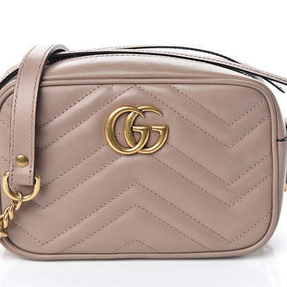 Gucci Calfskin Matelasse Mini GG Marmont Chain Shoulder Bag Porcelain Rose 6 of 8