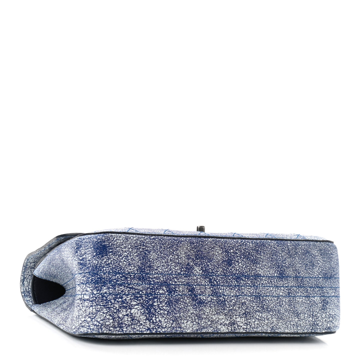 Crackled Calfskin Jumbo Double Flap Blue
