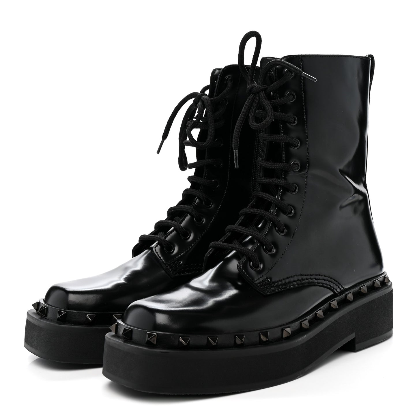 Calfskin Rockstud M-Way 50mm Combat Boots  39 Black