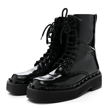 Valentino Garavani Calfskin Rockstud M-Way 50mm Combat Boots  39 Black 4 of 11