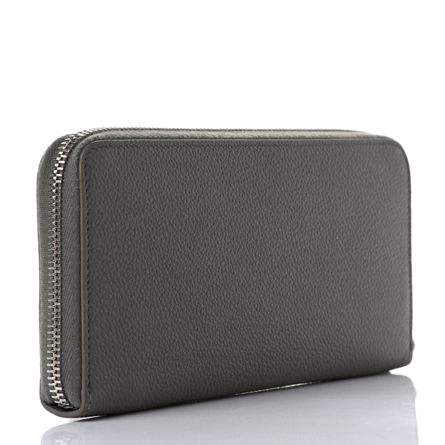 Grained Calfskin Classic Zip Around Continental Wallet Fog
