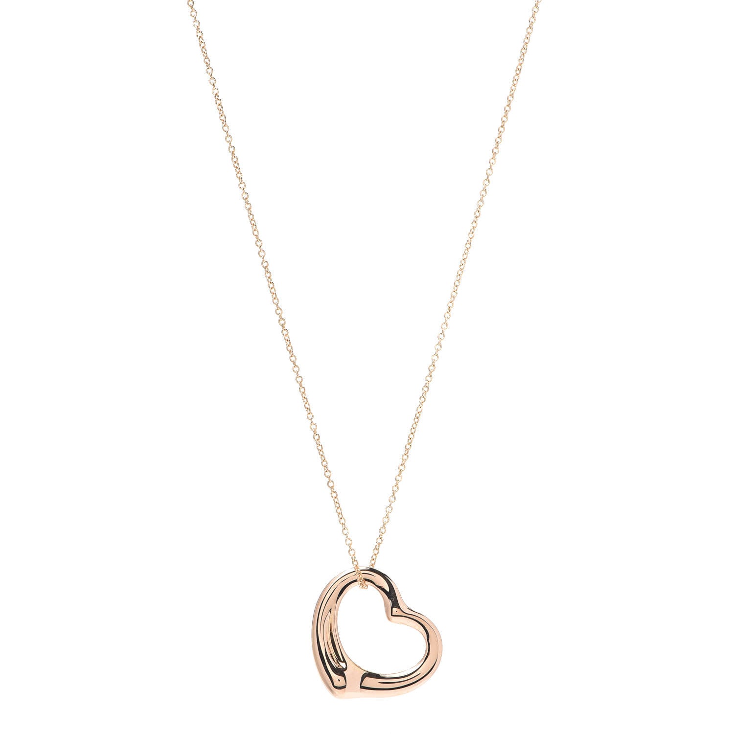 Tiffany 18K Rose Gold 22mm Elsa Peretti Open Heart Pendant Necklace 1 of 6