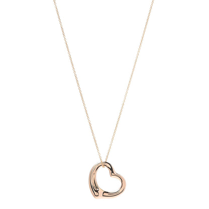 Tiffany 18K Rose Gold 22mm Elsa Peretti Open Heart Pendant Necklace 1 of 6