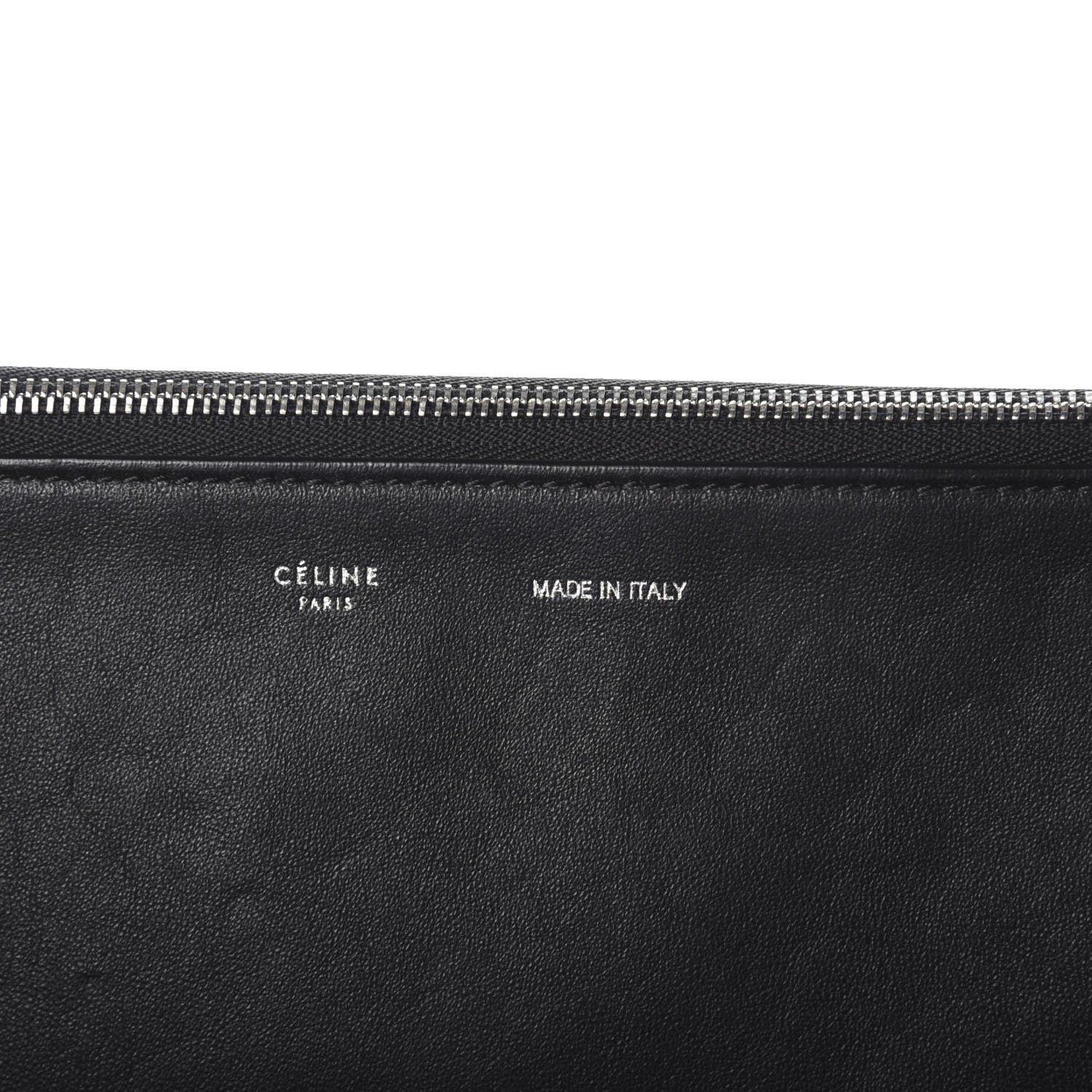 Celine Drummed Calfskin Suede Double Zip Trapeze Black 6 of 9