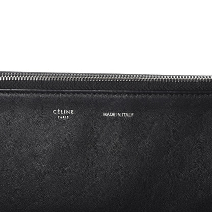 Celine Drummed Calfskin Suede Double Zip Trapeze Black 6 of 9