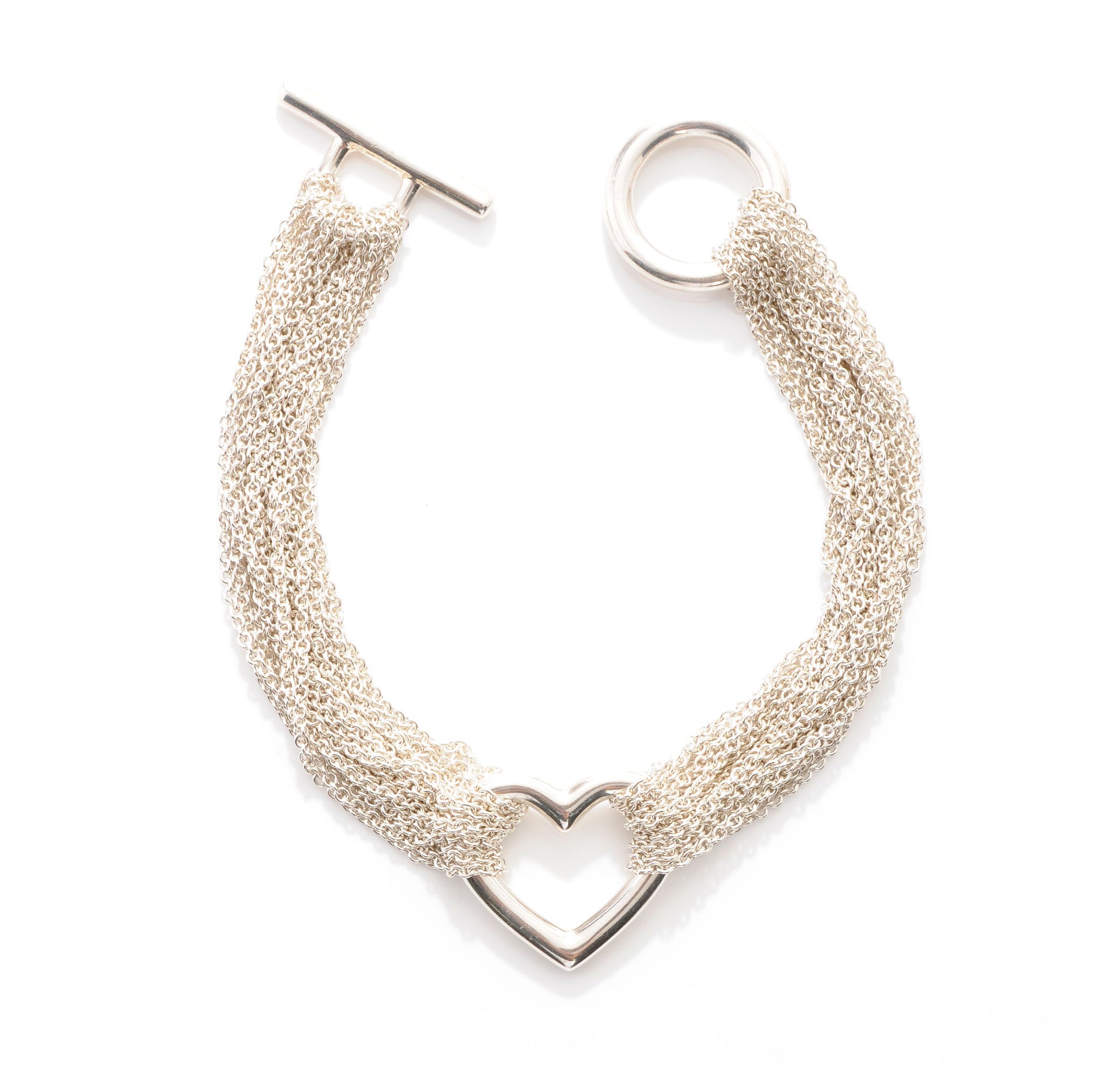 Tiffany Sterling Silver Heart Mesh Bracelet 1 of 4