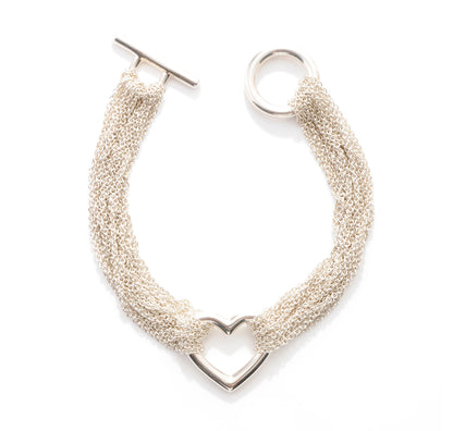 Tiffany Sterling Silver Heart Mesh Bracelet 1 of 4