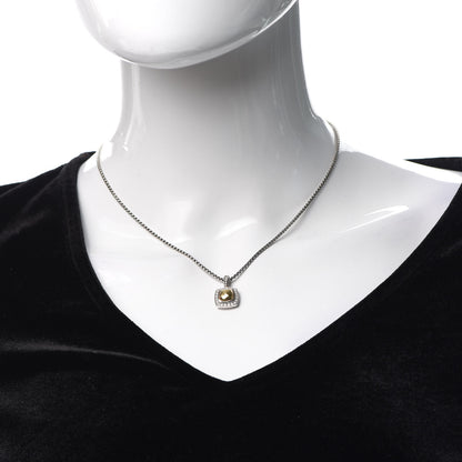 David Yurman Sterling Silver 18K Yellow Gold Diamond Petite Albion Dome Pendant Necklace 2 of 5