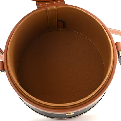 Celine Calfskin Triomphe Canvas Medium Tambour Bag Tan 5 of 10