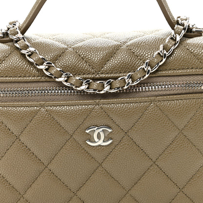 Chanel Caviar Quilted Top Handle Slim Vanity With Chain Dark Khaki 9 of 11