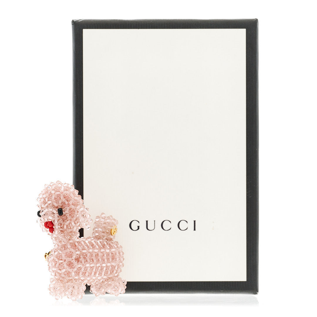 Beaded Dog Brooch Pink