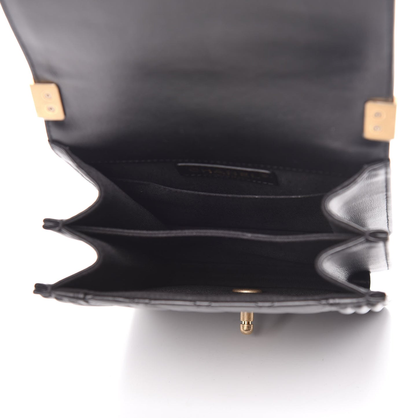 Calfskin Quilted North South Boy Flap Black