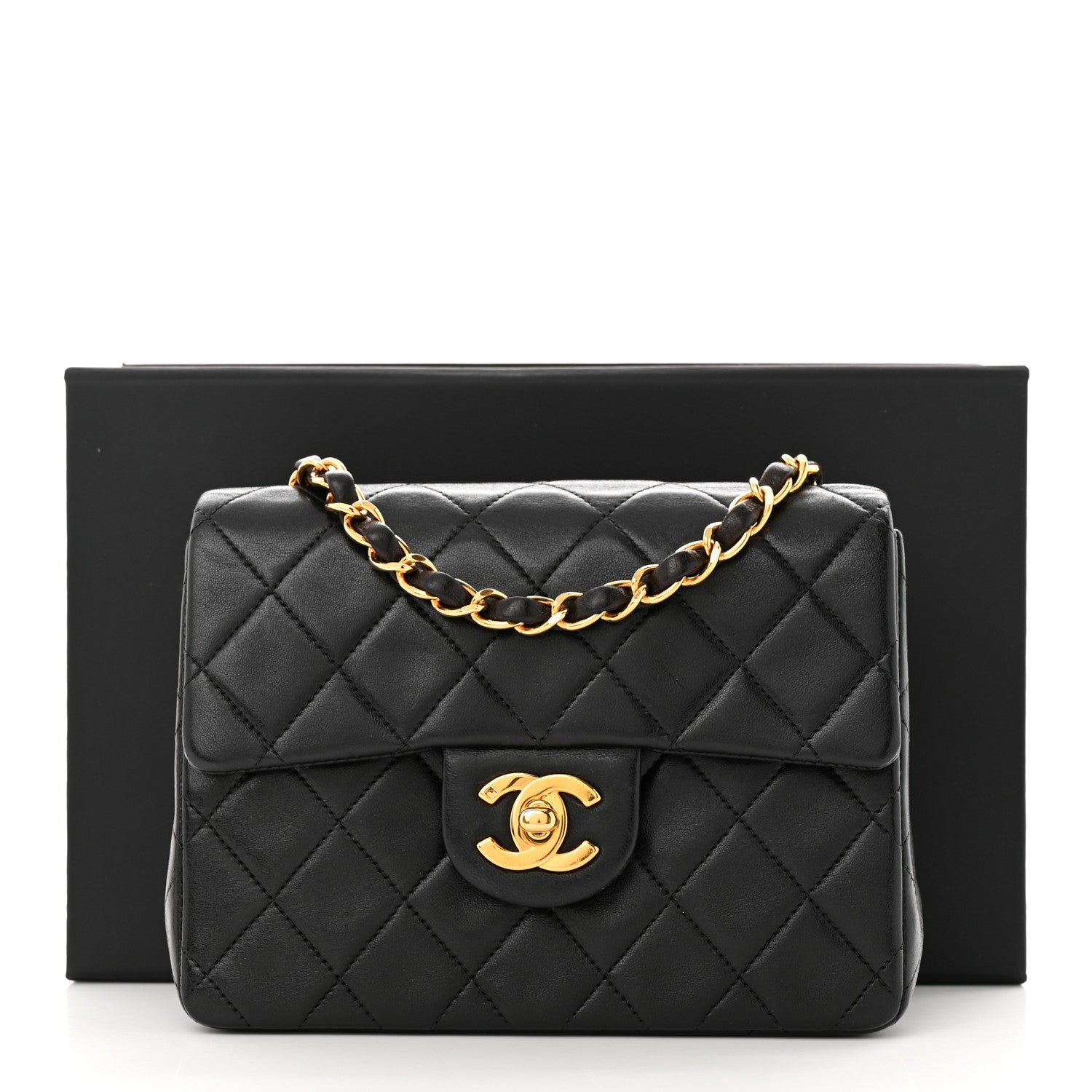 Chanel Lambskin Quilted Mini Square Flap Bag Black 12 of 12
