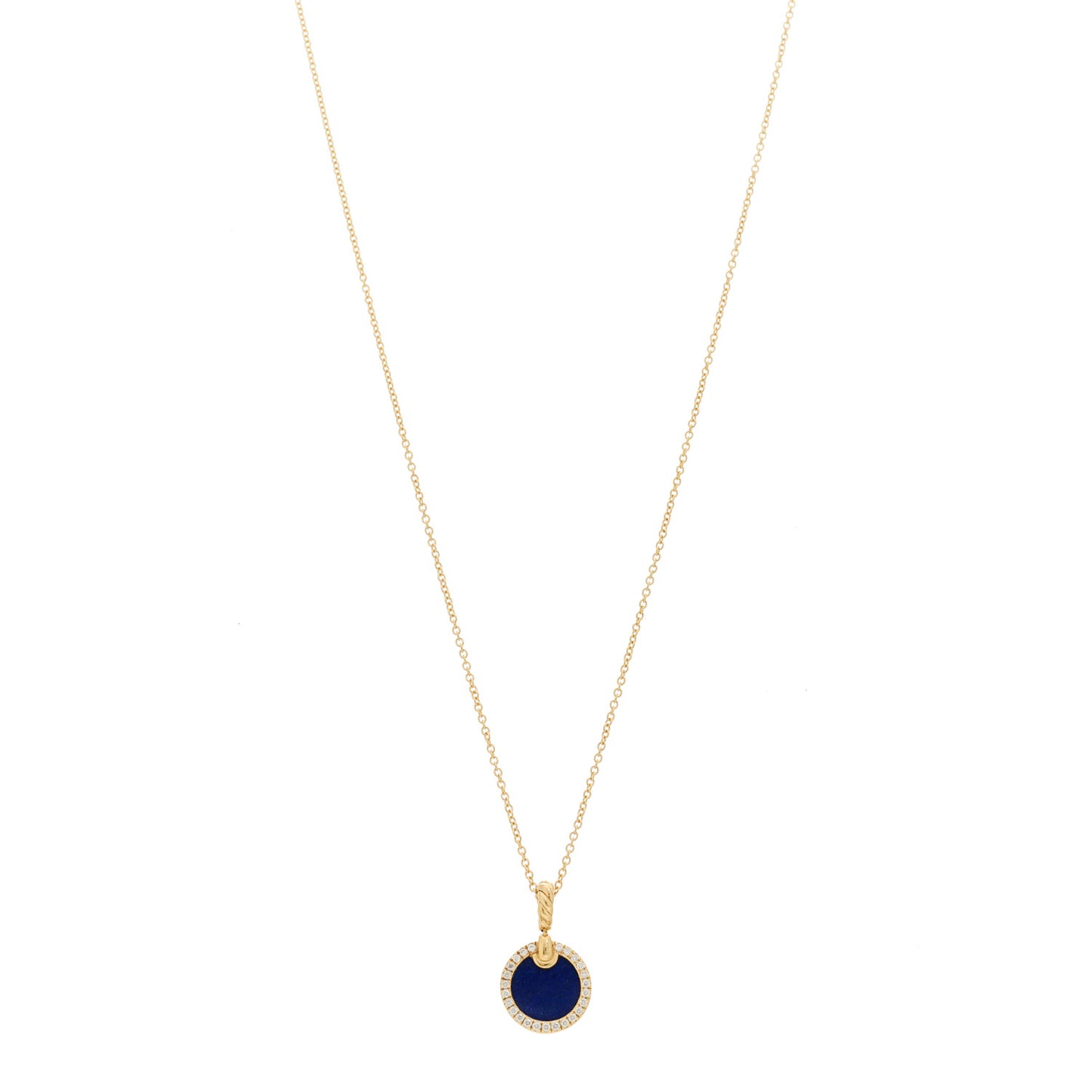 18K Yellow Gold Diamond Lapisl Lazuli Petite Elements Necklace