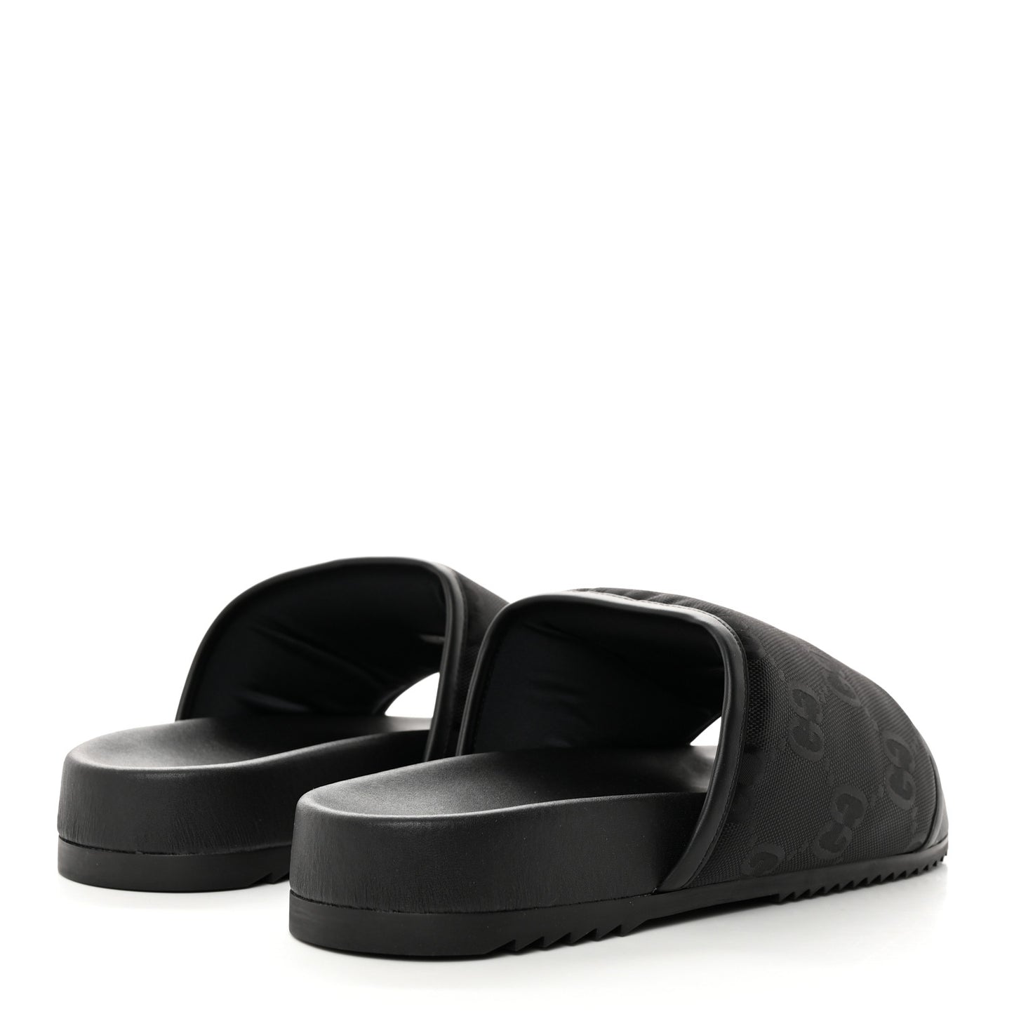 Econyl Nylon Demetra GG Monogram Mens Off the Grid Slide Sandals 12 Black