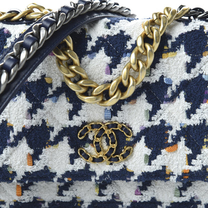 Chanel Tweed Quilted 19 Wallet On Chain WOC Ecru Navy Blue Multicolor 11 of 12