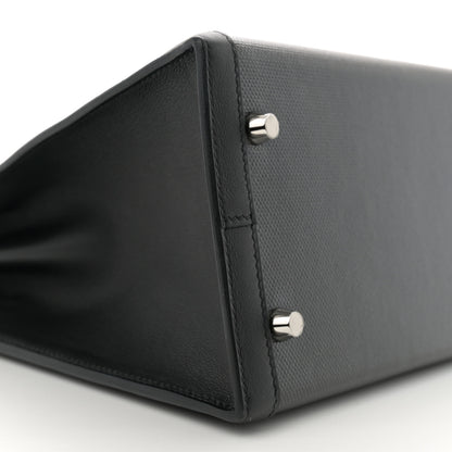 Hermes Berline Toile Swift Kelly Sellier 32 Black Ecru 9 of 12