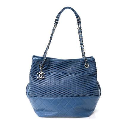 Chanel Calfskin Perforated Up In The Air North South Tote Blue 1 of 10