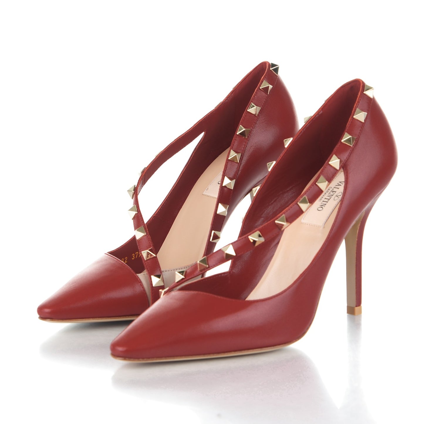Nappa Rockstud Cross Strap D'Orsay 105mm Pumps 37.5 Rosso Valentino
