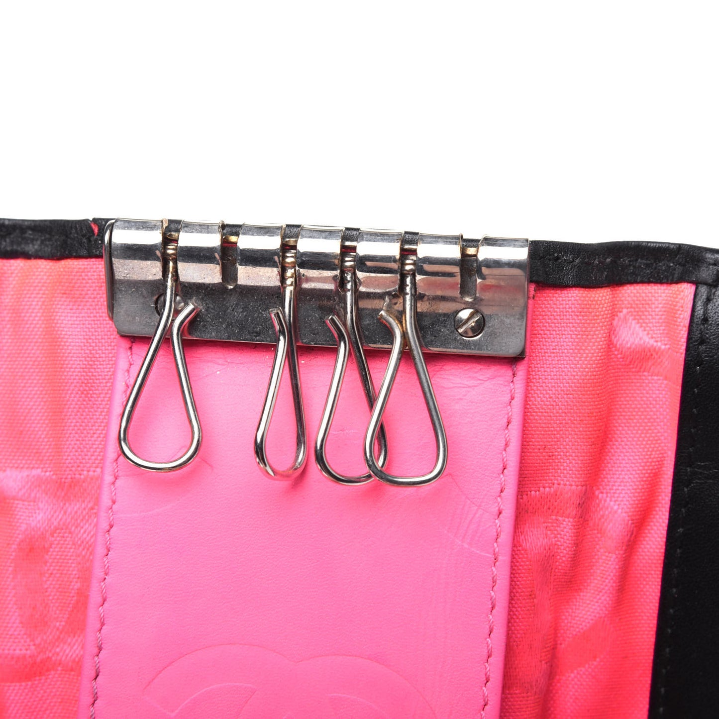 Calfskin Quilted Cambon 6 Key Holder Black
