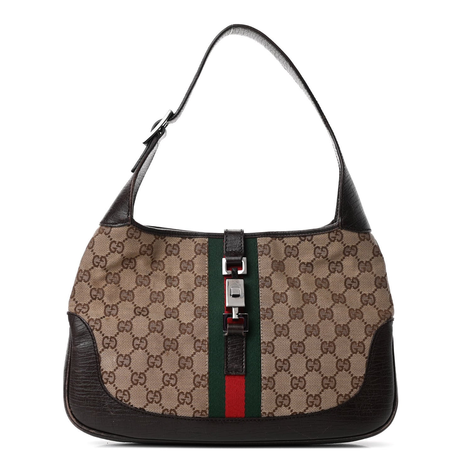 Gucci Monogram Web Jackie O Hobo Dark Brown 1 of 4