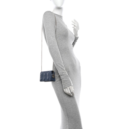 Christian Dior Patent Cannage Nano Lady Dior Pouch Denim 2 of 12