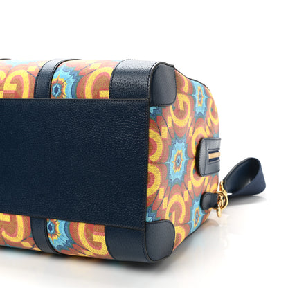 Gucci GG Supreme Kaleidoscope Calfskin Script Logo Gucci 100 Carry-On Duffle Bag Blue Orange Multicolor Blue Agata 7 of 8